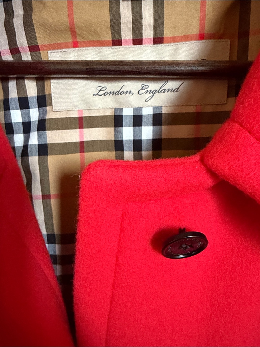 Burberry Red Wool Pea Coat - Picture 5 of 11